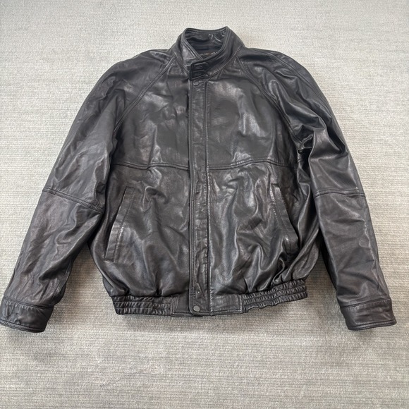Bruno Magli Other - Bruno Magli Italian Black Buttery Leather Bomber Jacket Mens US 44 Capsule
